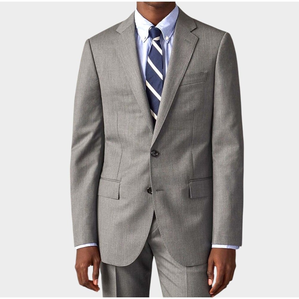 J.CREW Thompson Mens Blazer Sport Coat Two Button Jacket 36S Gray Wool